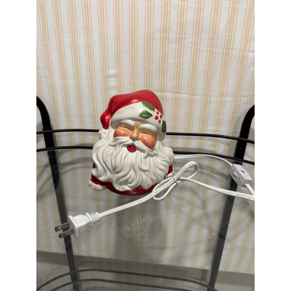 Vintage Ceramic Santa Claus Head Electric Wax Warmer Christmas Decor Lighted